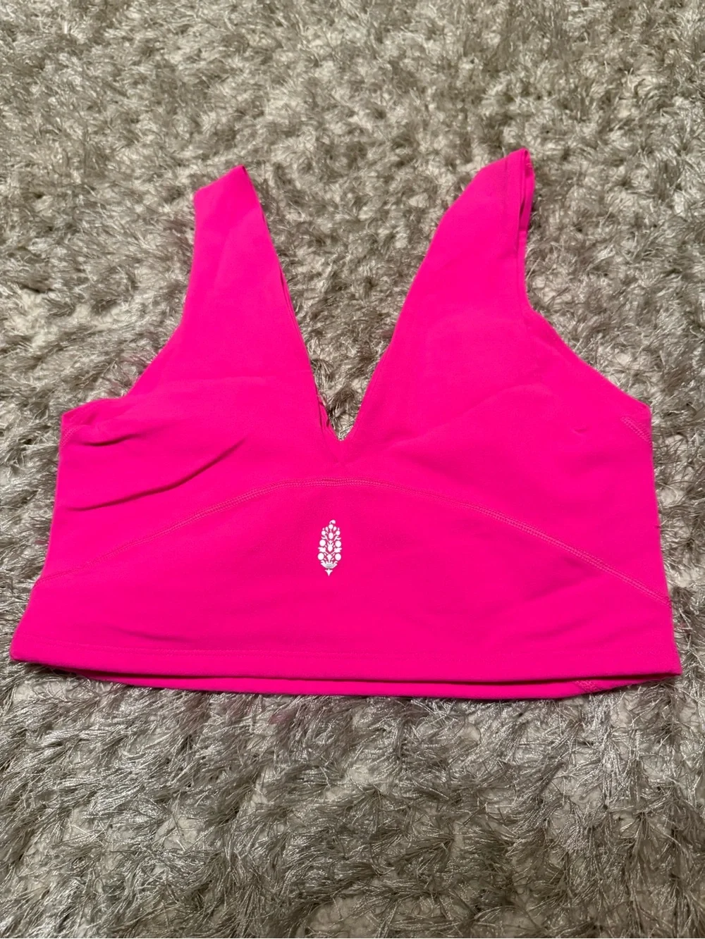 Free People Never Better Crop Hot Pink V-Neck Crop Top